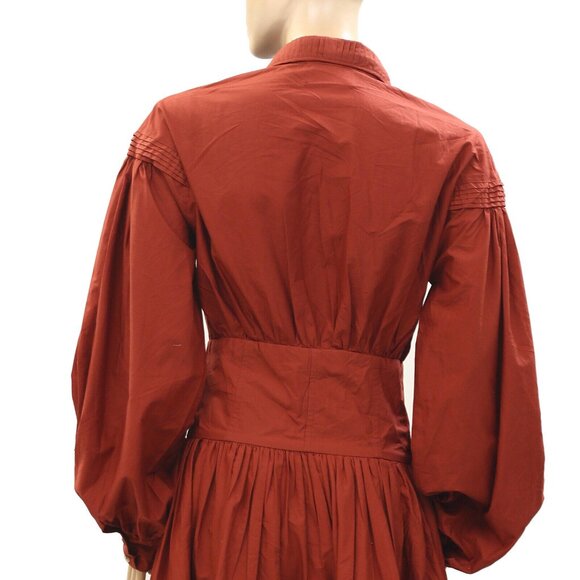 268344 Merlette Buttondown Taylor Blouson-Sleeve Poplin Mini Shirt Dress XS-2 - Picture 8 of 9